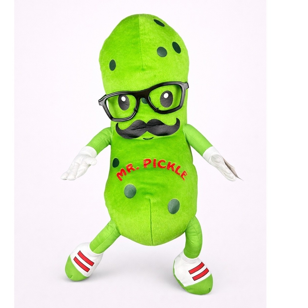 Fiesta Mr. Pickle Plush 17 Inch Green Stuffed Toy Glasses Mustache C16185 NWT - Picture 1 of 9